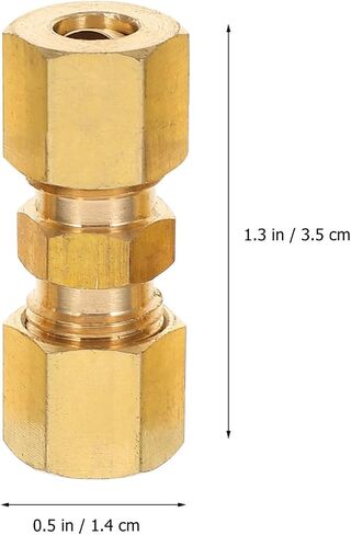 NUOBESTY 5pcs Brass Compression Tube Fittings 1/4" Od X 1/4" Od Heavy Duty Hose Union Connectors for Industrial Pneumatic and Plumbing Applications in Kuwait