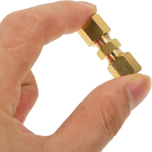 NUOBESTY 5pcs Brass Compression Tube Fittings 1/4" Od X 1/4" Od Heavy Duty Hose Union Connectors for Industrial Pneumatic and Plumbing Applications in Kuwait