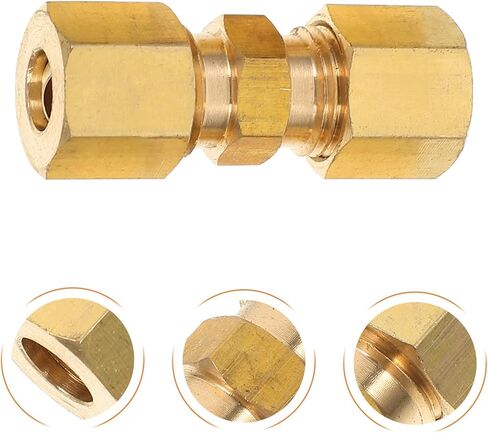NUOBESTY 5pcs Brass Compression Tube Fittings 1/4" Od X 1/4" Od Heavy Duty Hose Union Connectors for Industrial Pneumatic and Plumbing Applications in Kuwait