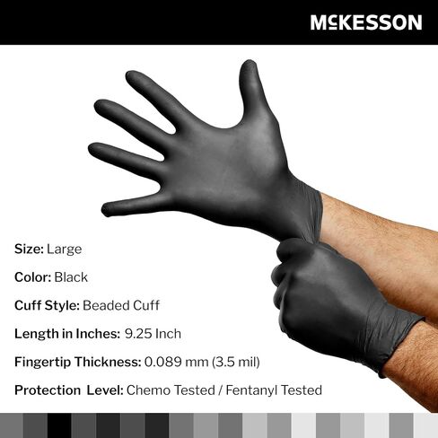McKesson Confiderm LDC Low-Derma Nitrile Exam Gloves with Fentanyl Protection- Powder-Free, Latex-Free, Textured, Chemo Tested, Non-Sterile - Blue, Size Large, 250 Count, 10 Boxes, 2500 Total in Kuwait