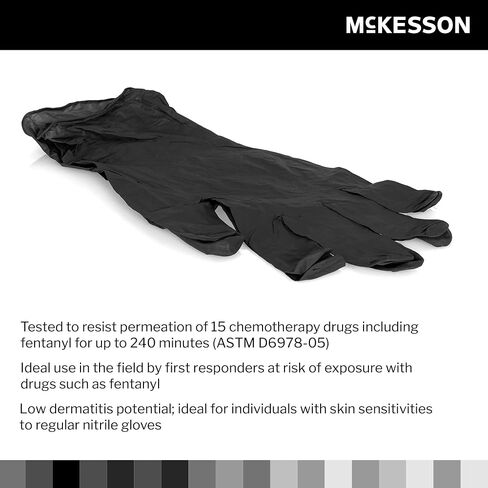 McKesson Confiderm LDC Low-Derma Nitrile Exam Gloves with Fentanyl Protection- Powder-Free, Latex-Free, Textured, Chemo Tested, Non-Sterile - Blue, Size Large, 250 Count, 10 Boxes, 2500 Total in Kuwait