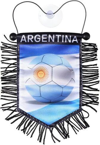 Argentina Flags for Cars Soccer Flag Car Hanging Accessory – Argentine Football Rearview Mirror Decoration – Stick-to-Glass Window Flag for Cars, Home, Office & Fan Displays in Kuwait