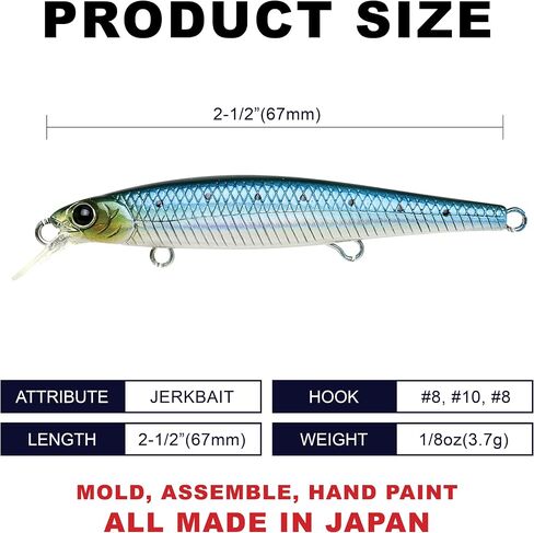 LUCKY CRAFT SW Slender Pointer 67MR S, Saltwater Fishing Lure, Jerkbait, Tournament Winning, Fishing Gear, Fishing Accessories, Fishing Tackle in Saudi Arabia