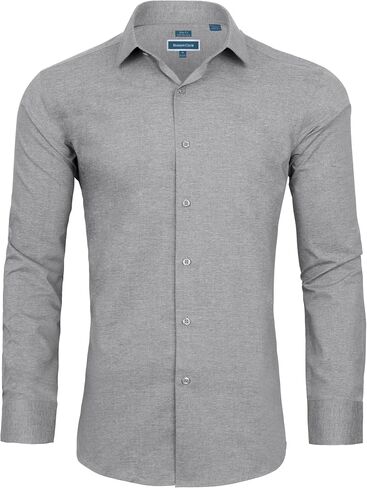RODEM CLUB Men's Dress Shirt Long Sleeve Stretch Wrinkle-Resistant Formal Shirt Business Casual Heather Button Down Shirts in Saudi Arabia