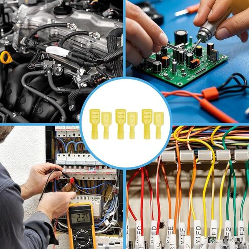 100 قطعة 12-10 AWG النايلون الذكور والإناث المجرف موصلات معزول الأصفر السريع قطع سلك موصل المجرف تجعيد محطات in Kuwait