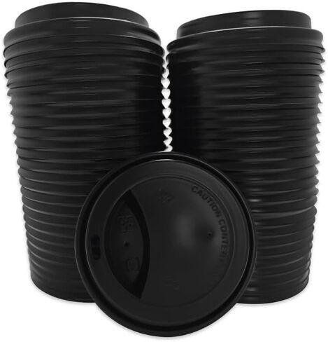 Hot Paper Cup Lids | 1000 Count | Dome Lids Hot for Beverages (12-24oz, Black) in Kuwait