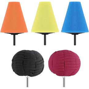 smilfuy 5PCS Car Buffing Polishing Pads for Drill Attachment - Car Buffer Polisher Kit for Car Wheel Care & Detail Cleaning, Polishing & Waxing - Auto Cone Metal Polish Buffing Polishing Ball