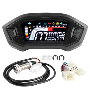 KIMISS Motorcycle Speedometer, Motorcycle Instrument LCD Odometer Waterproof Speed Gauge for 1 2 4 Cylinder Motorbike
