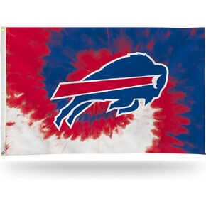 Rico Industries NFL Buffalo Bills Tie-Dye 3' x 5' Banner Flag 3' x 5' Banner Flag Single Sided - Indoor or Outdoor - Home Décor, White