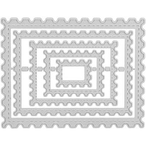 Metal Embossing Stencils, Wave Edge Frame Die Cuts, Postage Stamp Frame Cutting Dies, Craft Cutting Die Stamp Frame Shape DIY Scrapbooking Album Deco