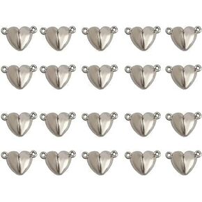 20Pcs Silver Friendship Heart Charm Necklaces, Metal Love Buckle Pendant Heart Shape Necklace Clasp Closures Bracelet Extender Jewelry Clasps, Jewelry Findings, Necklace Layering Clasps
