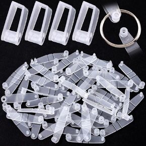OIIKI 50Pcs Plastic Keychain Clips, Clear Acrylic Keychain Connector Snap Tabs, Card Holder for Keys Rings Office Credit Card Crafts Jewelry Making Bulk