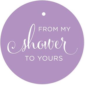 Andaz Press Baby and Bridal Wedding Shower Round Circle Party Favor Gift Tags, from My Shower to Yours, Aqua, 24-Pack