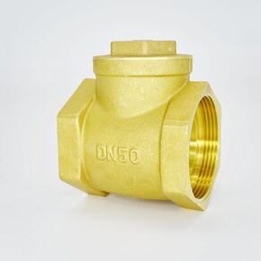 YOGULGUL 2" One Way Check Valve, 2" Female Thread Horizontal Swing Brass Check Valve to Prevent Water Backflow, Fuel Oil Water Gas Air Check Valve for Sump Pump and Air Compressor DN50