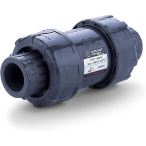 Sharkfellow 2’’ PVC True Union Ball Check Valve with Full Port, ASTM F1970, with EPDM seals, corrosion-free, service free, rated at 200 PSI @73F, gray, 2 inch Socket (2'')