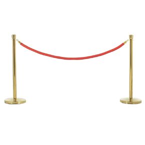 US Weight Single Velvet Rope Accessory for Crowd Control Stanchions - 6', Red with Brass Belt Ends