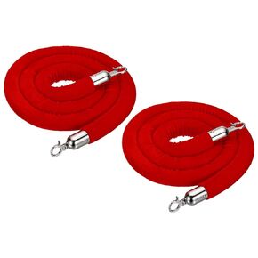 PATIKIL 5 Feet Pink Velvet Stanchion Rope, 2 Pack Crowd Control Barrier Rope with Snap Hooks for Posts Stand Queue Divider of Hotel Theater, Silver