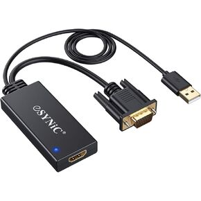 محول eSynic VGA إلى HDMI، موصلات مطلية بالذهب، يدعم دقة 1080 بكسل، تركيب سهل التوصيل والتشغيل in Kuwait