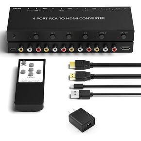 4 محول AV إلى HDMI محول RCA إلى HDMI محول نقل الفيديو والصوت يدعم 720P/1080P(30HZ/60HZ) لمشغلات WII N64 PS1 PS2 PS3 VHS VCR DVD in Kuwait