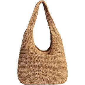 Straw Bag for Women Beach Woven Tote Bag Large Capacity Shoulder Bag for Summer Vacation