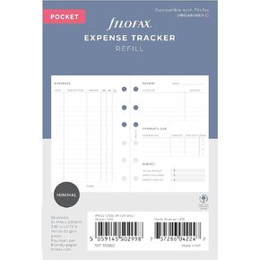Filofax Lifestyle Refill, Pocket Size, Organizer Refill, White Paper, Expense Tracker, 56 Sheets (B132862)