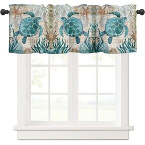 Blue Snowman Christmas Curtain Valance Window Treatment for Living Room/Bedroom/Cafe, Winter Snowflake Valances for Windows, Xmas Tree Rod Pocket Short Valance Curtains Christmas Decorations 54"x18"