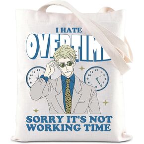 ENSIANTH JJK Inspired Tote Bag I hate Overtime Anime Lover Gift Sorcerer Curse Fighter Japanese Anime Fan Shopping Bag