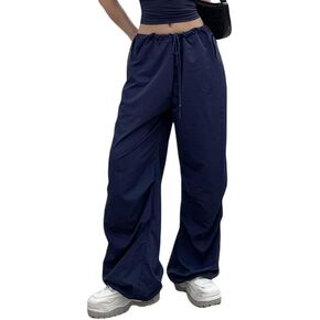 Zempertoopa Women’s Baggy Hiking Cargo Pants Mid Waist Straight Sweatpants Wide Leg Casual Jogger Hippie Trouser with Pockets