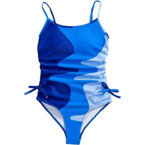 Milumia Girl's Color Block One Piece Swimsuit Ruched Knot Side Bathing Suit Swimwear