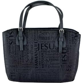 Dicksons Black Purse Fashion Jacquard Fabric Bible Cover Case with Handle X-Large