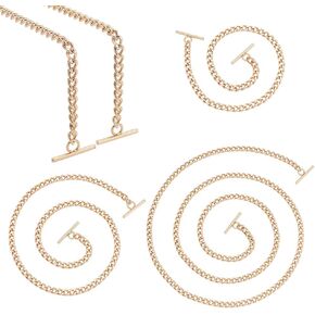 WADORN 3 Sizes Purse Replacement Chain Strap, Iron Flat Chains Cross Body Chains Shoulder Bag Chain 12/24/48 Inch Handbag Chain Accessories with Toggle Clasps 1.2inch for Handmade Bag Making, Gold