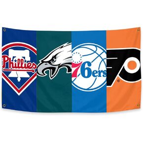 McosU Philadelphia 4 Teams Flag Banner 3 ft x 5 ft Polyester with 4 Brass Grommets Vivid Color HD Printing For Indoor Outdoor Decoration in Saudi Arabia