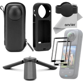 Compatible for Insta360 X4 Protective Accessories Kit - Include Hard Shell Protector Case, Silicone Protective Case, Tempered Glass Screen Film, Mini Tripod for Insta 360 X4 Accessories