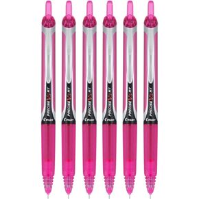 Pilot Precise V5 RT Refillable & Retractable Liquid Ink Rolling Ball Pens, Extra Fine Point (0.5mm) Pink Ink, 6-Pack