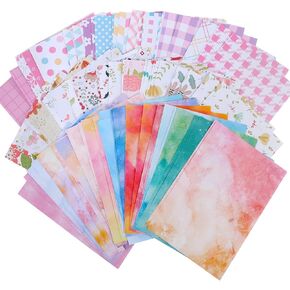 90 Sheets Decorative Stationery Paper, Craft Textured Writing Paper, Rainbow Flora Geometic Styles Scrapbook Paper, for Junk Journals, Letter Writing Invitations, Wall Art Decor, 5.7 Inch x 8.1 Inch
