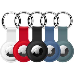 COLORCORAL 4 Pack AirTag Holder Compatible with Apple AirTag Ultra Light Silicone AirTag Keychain for Kids, Keys, Pets Collar, Luggage, Backpacks