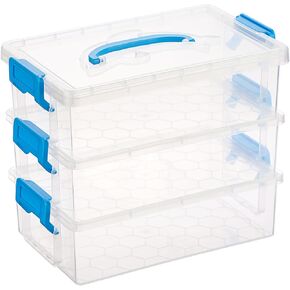 BTSKY 3 Layers Cute Dolphin Clear Plastic Pencil Box - Multipurpose Pencil Case Craft Storage Containers with Lid & Handle, Easy Carry & Stack Crayon Boxes Office Supplies Storage Organizer, Black