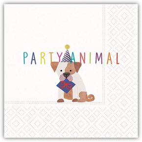 Party Animal Beverage Napkins - Fun Dog Design, Birthday Party Supplies, 20 Beverage Napkins