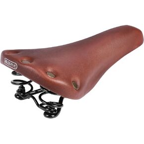 Vintage Bike Saddle, Comfort Leather Bike Seat with Soft Memory Foam Padded, Coil Spring Suspension Bicycle Seat for Men & Women