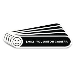 | Smile You're On Camera Stickers (5 Pcs) - Strong Adhesive, Waterproof You are On Camera Signs! Size 5" x 1". Anti Theft Car Stickers. Perfect for Business and Home Security Too