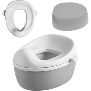 3-in-1 whale-shaped Easy Clean Baby Potty Training Toilet,Transforms from Potty to Toilet Training Seat and Step Stool,Built in Splash Guard,Age 18 Months & Up (Blue)