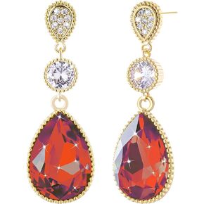 18 * 13 MM Big Teardrop Austrian Crystal Dangle Earrings for Women 14K Glod Plated Jewelry in Kuwait