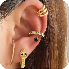 3/5PCS Gold Snake Stud Earrings Snake Clip Earrings for Women Delicate Tiny Rhinestone Snake Earrings Jewelry Gifts for Girls