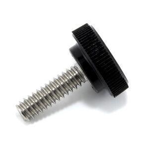 #10-24 x 5/8" Thumb Screw Stainless Steel - Black Knurled Round Plastic Knob - Standard/Coarse Thread Thumbscrew - Length: 0.625" - Proudly Built in USA - Package of (4)