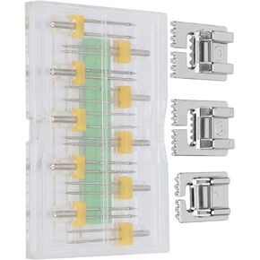 10 Twin Needles Double Needles Sewing Machine Needle Twin Machine Needles Pins Double Twin Needles with 3 Groove Pintuck Presser Foot,Household Sewing Machine Tools