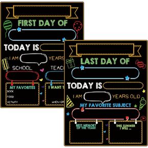 First Day of School Board, 11.8" X 9" Chalkboard Sign Double Sided Reusable Wood Sign for Kindergarten, Preschool, Back to School Supplies Signs for Kids,Suitable for Chalk and Liquid Chalk