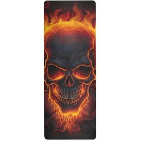 Skull Yoga Mat for Women Men 71" x 26" Non Slip Exercise & Fitness Mat 1mm Thick Workout Mat for Yoga, Pilates, Come with Storage Bag