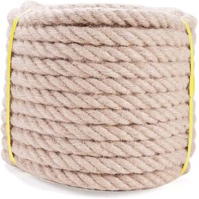 Jute Rope - Twisted Manila Rope Natural Thick Hemp Rope Multipurpose for Indoor and Outdoor Use, for Docks, Railings, DIY Projects, Home Decorating, Climbing (1 1/2 inch x 50 Feet)