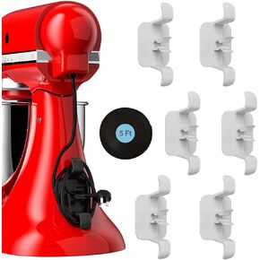 Cord Organizer for Kitchen Appliances, 6 Pack High-Adhesion Cord Winder Cord Holder with 5 Ft Cable Tie for Small Home Appliances, Mixer, Blender, Coffee Maker, Pressure Cooker, and Air Fryer (White) in Saudi Arabia