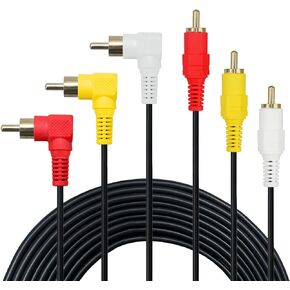 3 RCA Cable - Gold Plated 90 Degree Right Angle RCA Audio/Video Cable 3 Male to 3 Male Composite Video Audio A/V AV Cable (3.3ft/1m)